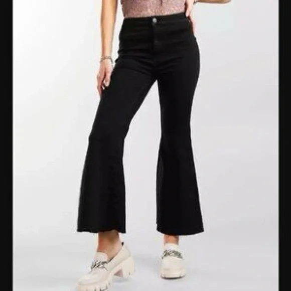 We the‎ Free People Just Float On Flare Denim Jeans Black Boho Wide Leg, Size 31 - Picture 2 of 13